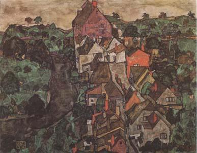 Egon Schiele Krumau Landscape (Town and River) (mk09)